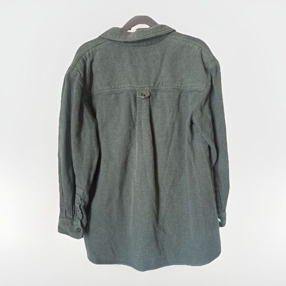 Madewell Solid Flannel Oversized Shirt Green Medium Button Down Fall Winter - Picture 7 of 10